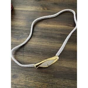 ST JOHN BELT VTG Womens Goldtone DECO BUCKLE Knit 80’s Style 90 Grey 28”